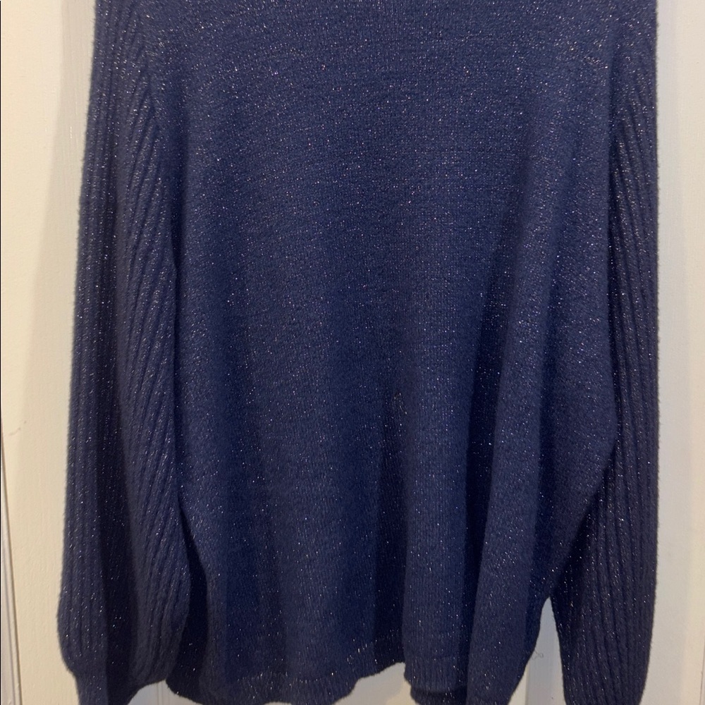 Nanette Lepore Midnight Blue Knit Top METALLIC THREADING THROUGHOUT
PUFF L/S - Picture 2 of 14
